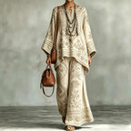 Women's Fashionable Loose-Fit Printed Long-Sleeve Set