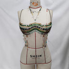 Womens Festival Bustier Necklace Colorful Beaded Vest Music Festival Party