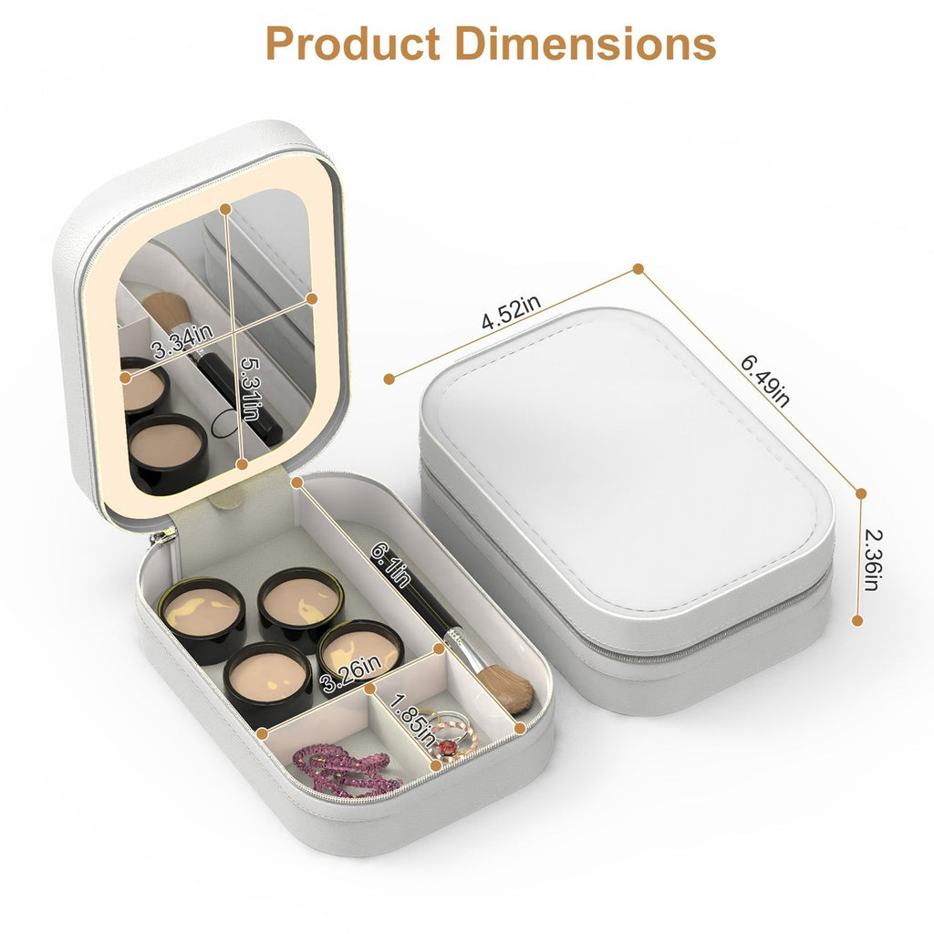 Portable Beauty Cosmetic Bag with LED Mirror | Waterproof, Dimmable 3-Light Modes