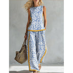 Printed Retro Casual Top Set