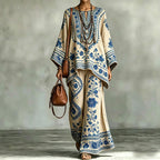 Women's Fashionable Loose-Fit Printed Long-Sleeve Set