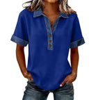 Summer New Denim Patchwork Polo Shirt