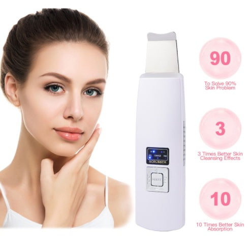 Ultrasonic Skin Scrubber & Face Cleanser | Blackhead Acne Removal Facial Spa Tool