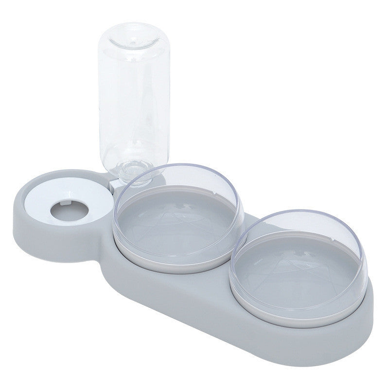 Raised Pet Cat & Dog Food Bowl with Water Dispenser | Double Drinking Fountain Feeder Stand