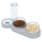 Raised Pet Cat & Dog Food Bowl with Water Dispenser | Double Drinking Fountain Feeder Stand