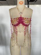 Beaded Spicy Girl Body Chain Cover-up Halter Top Layering Piece
