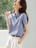 Sweet Youth-boosting Chic Polo Shirt With A Turn-down Collar