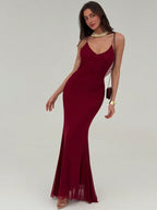 Womens Slim-fit Mermaid Long Dress With Thin Straps