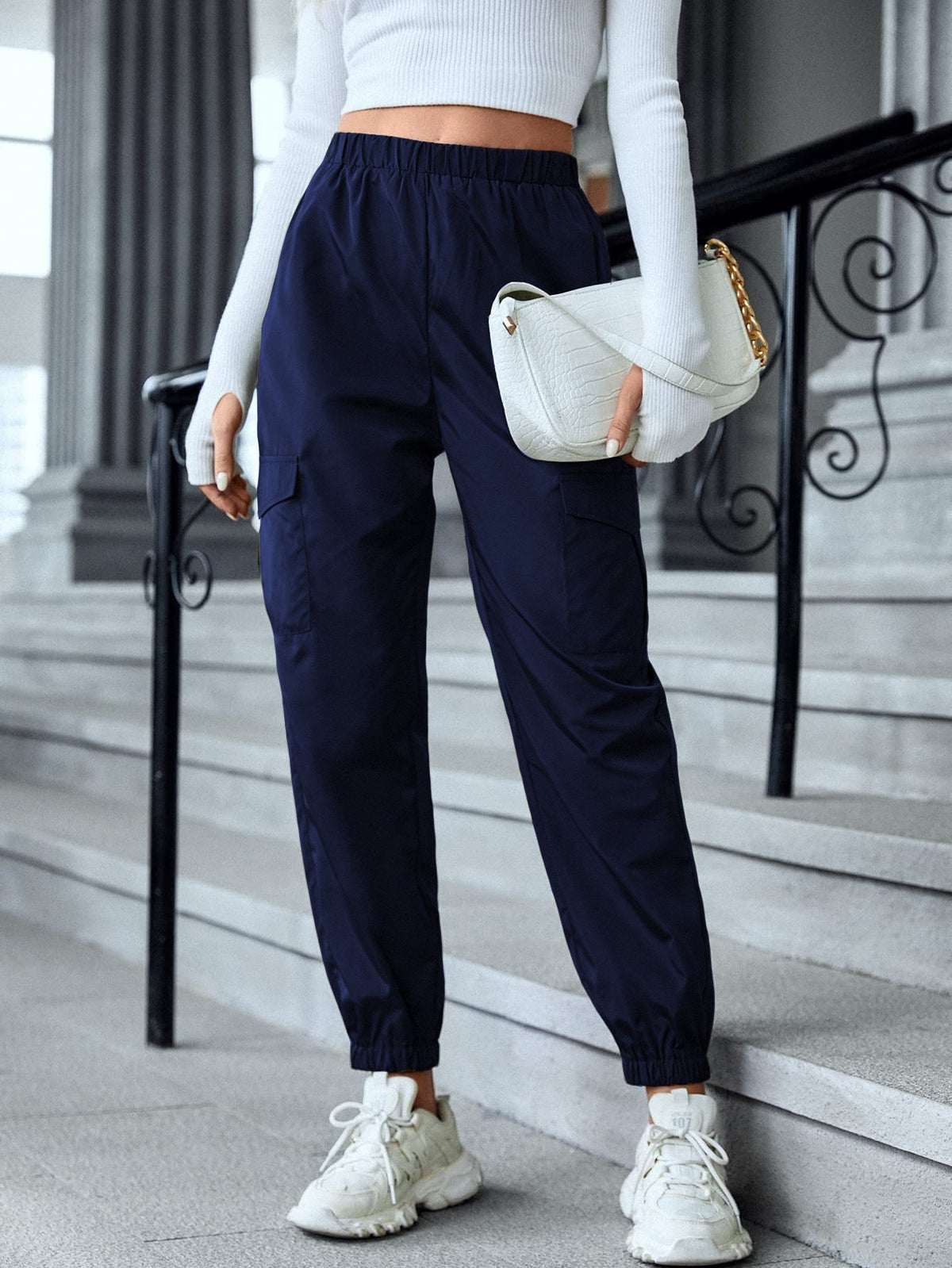 Women's Multi-Pocket Skinny Casual Trousers