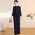 Spring Summer Top And Cropped Pants Age-reducing Two-piece Set
