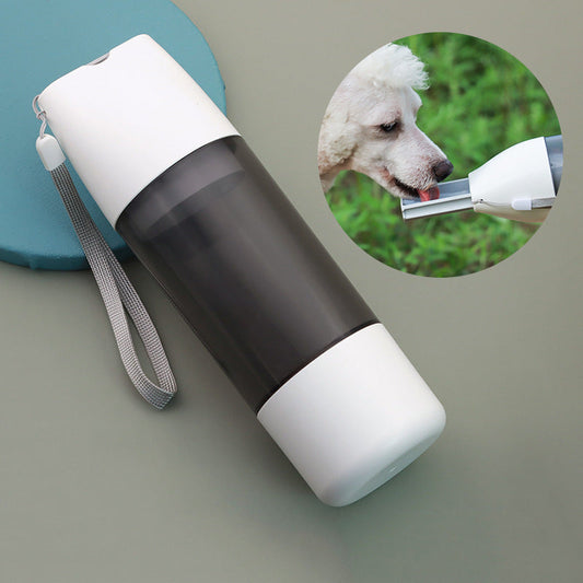 Outdoor Pet Water Bottle | 350ml Portable Dog Drinking Bowl and Food Feeder