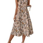 Womens Printed All-Match Sleeveless Pocketed Dress