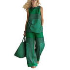 Lightweight Geometric Striped Sleeveless Top And Wide-leg Pants