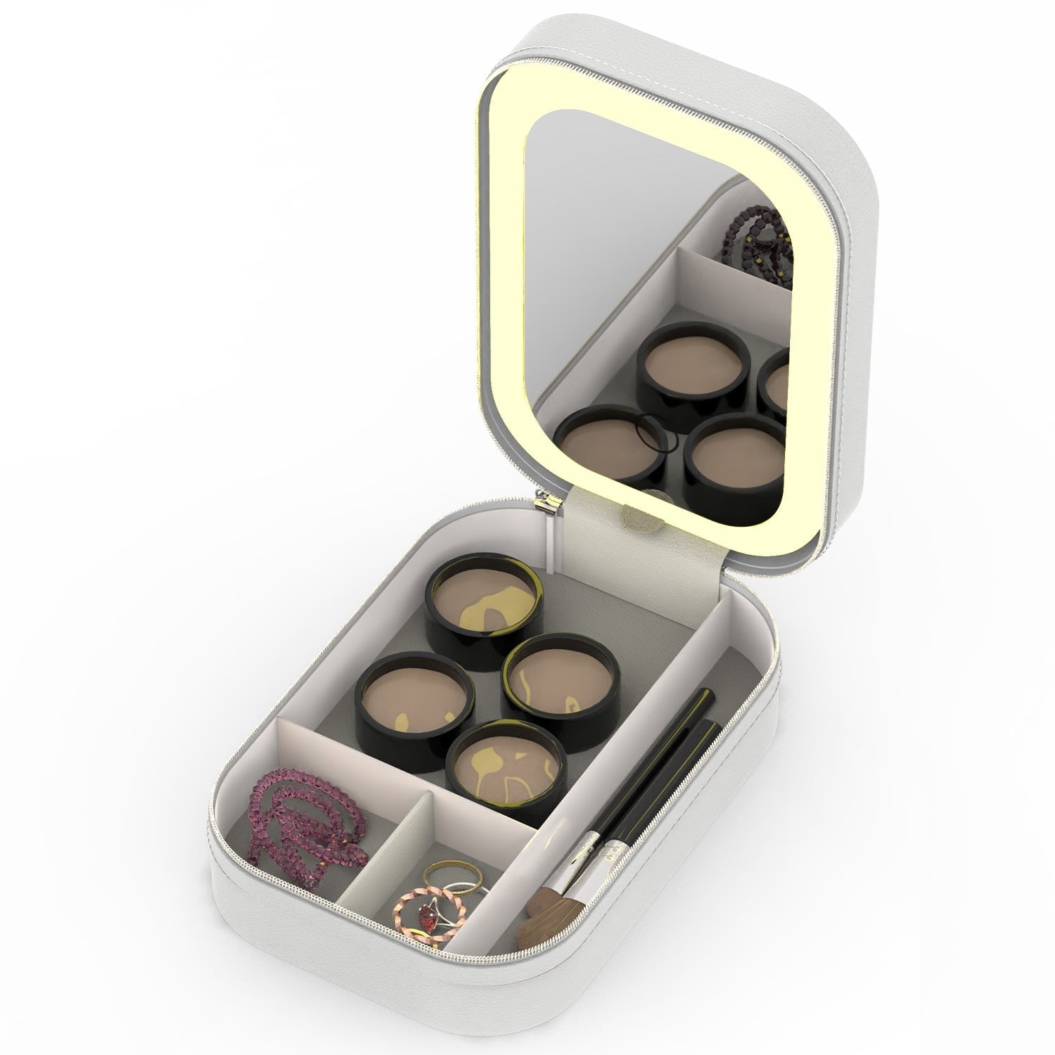 Portable Beauty Cosmetic Bag with LED Mirror | Waterproof, Dimmable 3-Light Modes