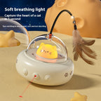 Smart Electric UFO Cat Teaser Toy | Automatic Rotating Feather Stick with Bell