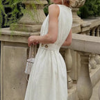 French-style Elegant Casual Minimalist Sleeveless Crew-neck Dress