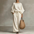 Womens Fashionable Casual Round-Neck Loose Two-Piece Set