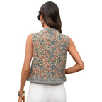 New Casual Retro Printed Short Jacquard All-Match Sleeveless Vest Undershirt