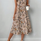 Womens Printed All-Match Sleeveless Pocketed Dress