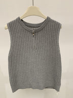 Sleeveless Knitted Outerwear Fashionable Ribbed Vest For Women