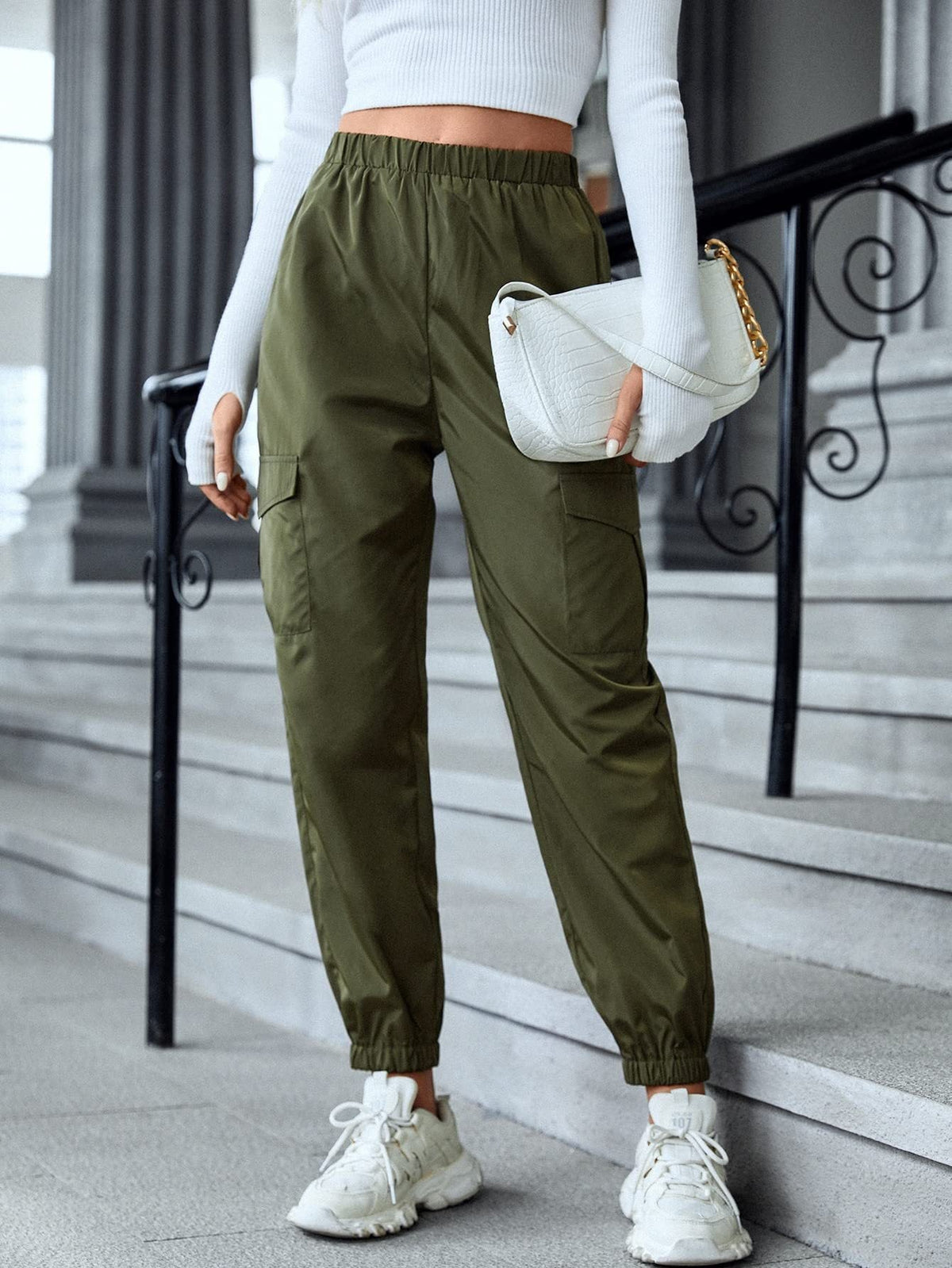 Women's Multi-Pocket Skinny Casual Trousers