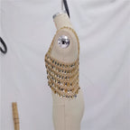 Sparkling Gold Gemstone Multi-Layer All-Match Bustier Vest