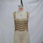 Sparkling Gold Gemstone Multi-Layer All-Match Bustier Vest