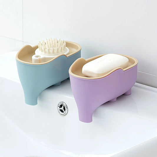 Creative Double-Layer Elephant Soap Holder & Drainer