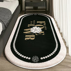 VIKAMA Cashmere Imitated French Small Fragrance Bed Rug Advanced Sense Living Room Study Oval Dirt Resistant Non-Slip Carpet