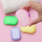 50pcs/1box Portable Bathroom Soap Slices Bath Hand Washing Slice Sheets Outdoor Travel Scented Foaming Soap Paper Soap Tablets