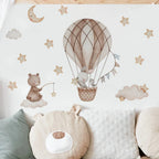 Cartoon Hot Air Balloon Wall Stickers | Animals, Bear & Rabbits Decals for Nursery