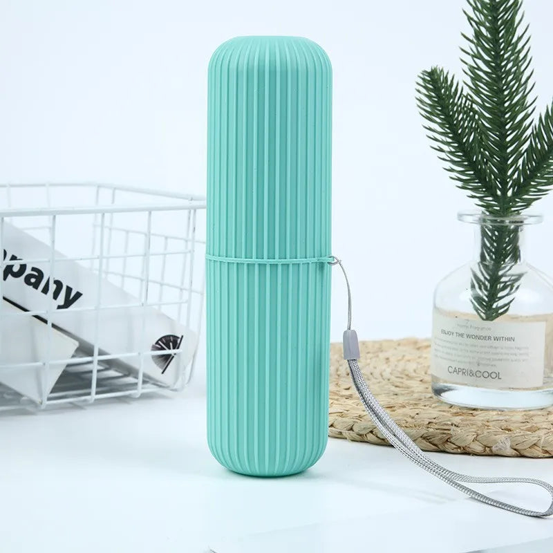Travel Toothbrush Box Vertical Stripe Portable Mouthwash Cup Brushing Cup Washing Cup Toothware Box Toothpaste Storage Cartridge