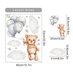 Cartoon Hot Air Balloon Wall Stickers | Animals, Bear & Rabbits Decals for Nursery