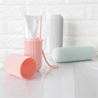 Travel Toothbrush Box Vertical Stripe Portable Mouthwash Cup Brushing Cup Washing Cup Toothware Box Toothpaste Storage Cartridge