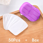 50pcs/1box Portable Bathroom Soap Slices Bath Hand Washing Slice Sheets Outdoor Travel Scented Foaming Soap Paper Soap Tablets