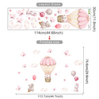 Cartoon Hot Air Balloon Wall Stickers | Animals, Bear & Rabbits Decals for Nursery