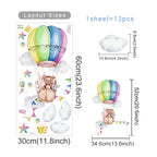 Cartoon Hot Air Balloon Wall Stickers | Animals, Bear & Rabbits Decals for Nursery