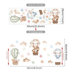 Cartoon Hot Air Balloon Wall Stickers | Animals, Bear & Rabbits Decals for Nursery
