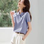 Sweet Youth-boosting Chic Polo Shirt With A Turn-down Collar
