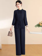 Spring Summer Top And Cropped Pants Age-reducing Two-piece Set