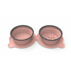 Non-Slip Portable Pet Bowls | Foldable Silicone Double Feeder for Dog & Cat Travel