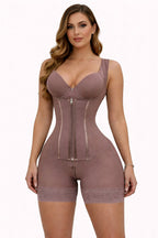 High Compression Shapewear With Front Zipper And Mid-Thigh