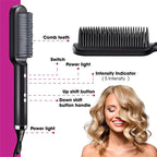 Electric Hair Brush Straightener & Curler | Dual-Purpose Negative Ion Hot Comb