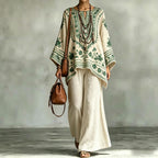 Women's Fashionable Loose-Fit Printed Long-Sleeve Set