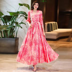 Women's Flared V-Neck Printed Dress