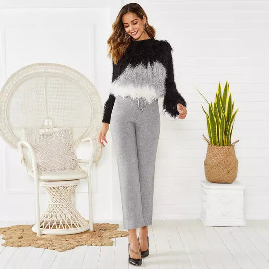 Warm & Slim Fit Mid-Waist Stretch Pants