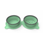 Non-Slip Portable Pet Bowls | Foldable Silicone Double Feeder for Dog & Cat Travel