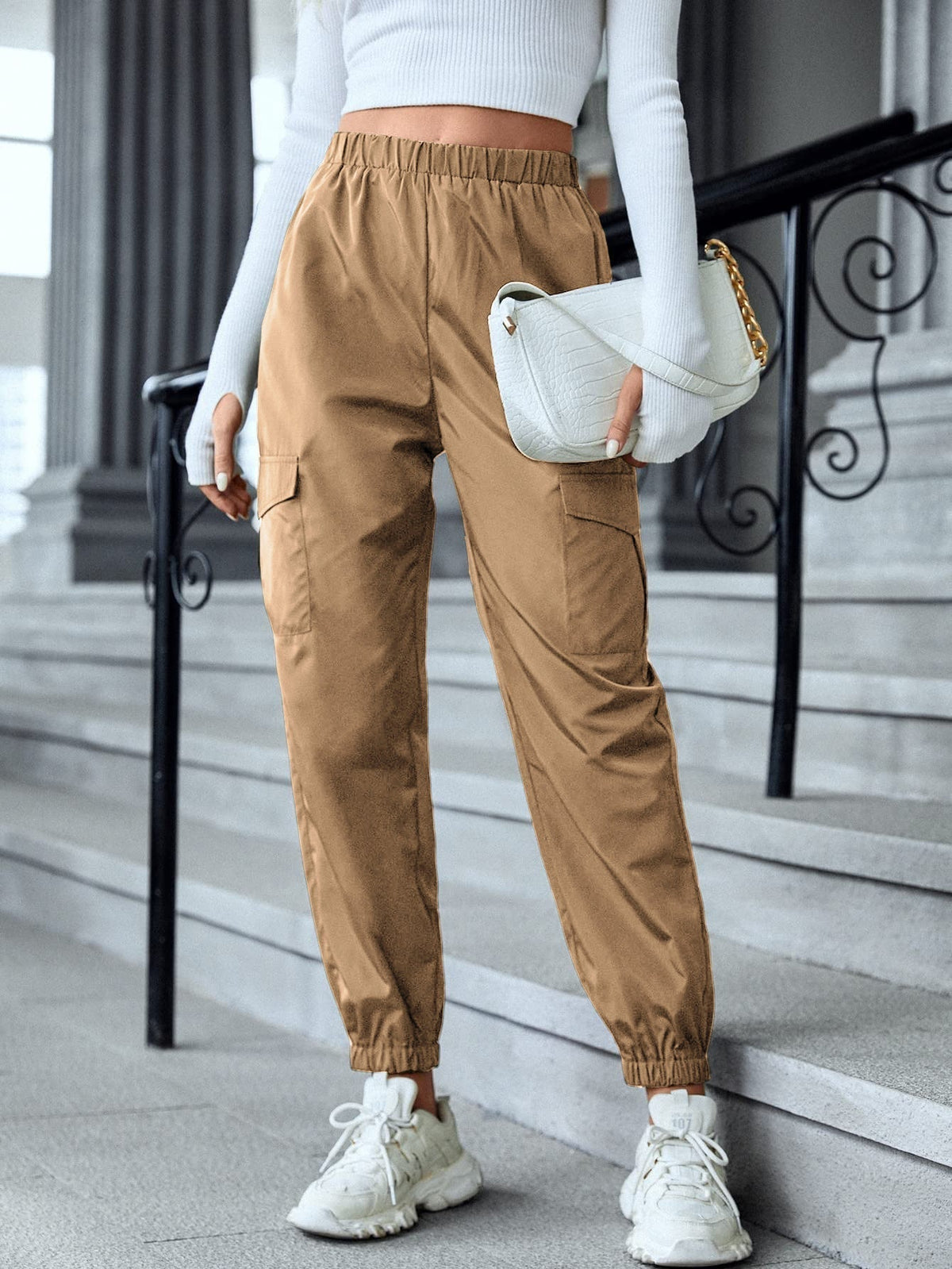 Women's Multi-Pocket Skinny Casual Trousers