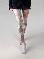 Women's Japanese Color Rose Printed Pantyhose