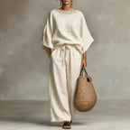 Womens Fashionable Casual Round-Neck Loose Two-Piece Set